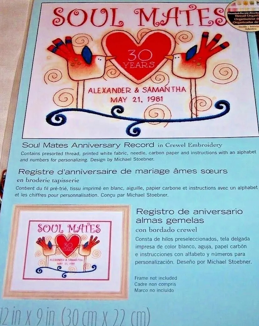 Needlework DIMENSION Crewel Embroidery, DIMENSIONS - Soul Mates Anniverssry