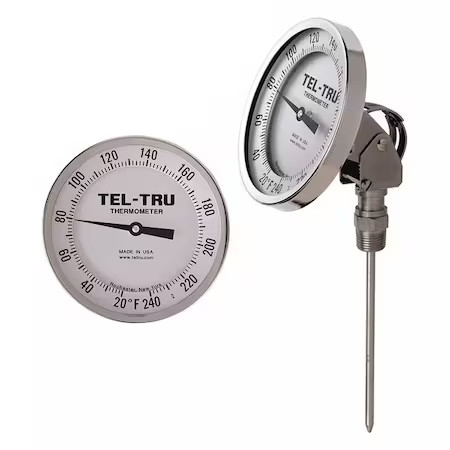 Tel-Tru Aa575r-0602 Analog Dial Thermometer, Stem 6" L
