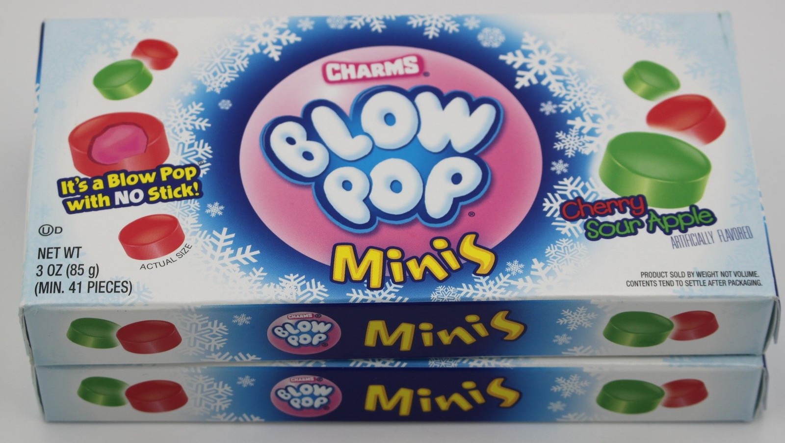 Charms Blow Pop Minis 2-Pack Candy Cherry - Sour Apple Boxes - 6 oz BB 07/2026