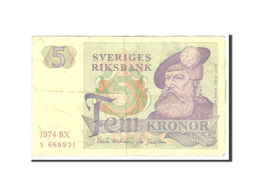 [#116111] Banknote, Sweden, 5 Kronor, 1974, Undated, KM:51r3, EF(40-45)