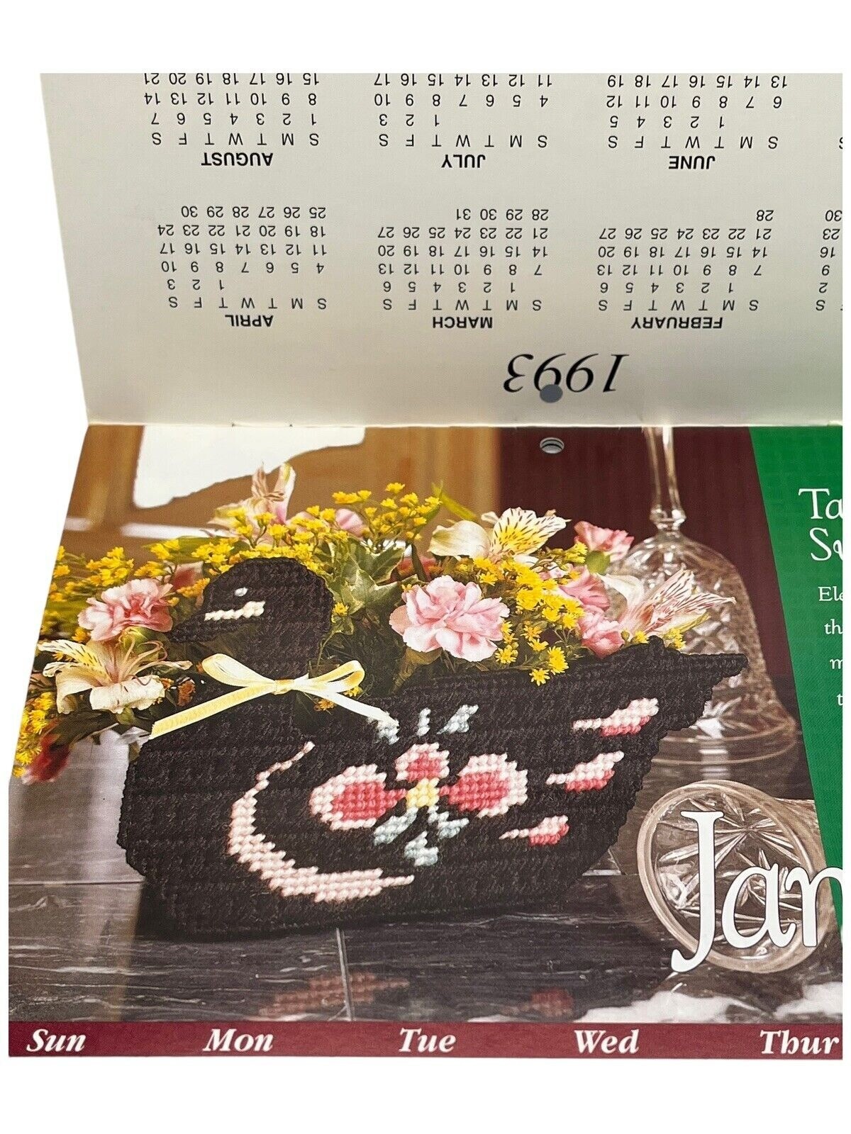 1993 Plastic Canvas Calendar Pattern Book 12 Patterns Themed For Each Month