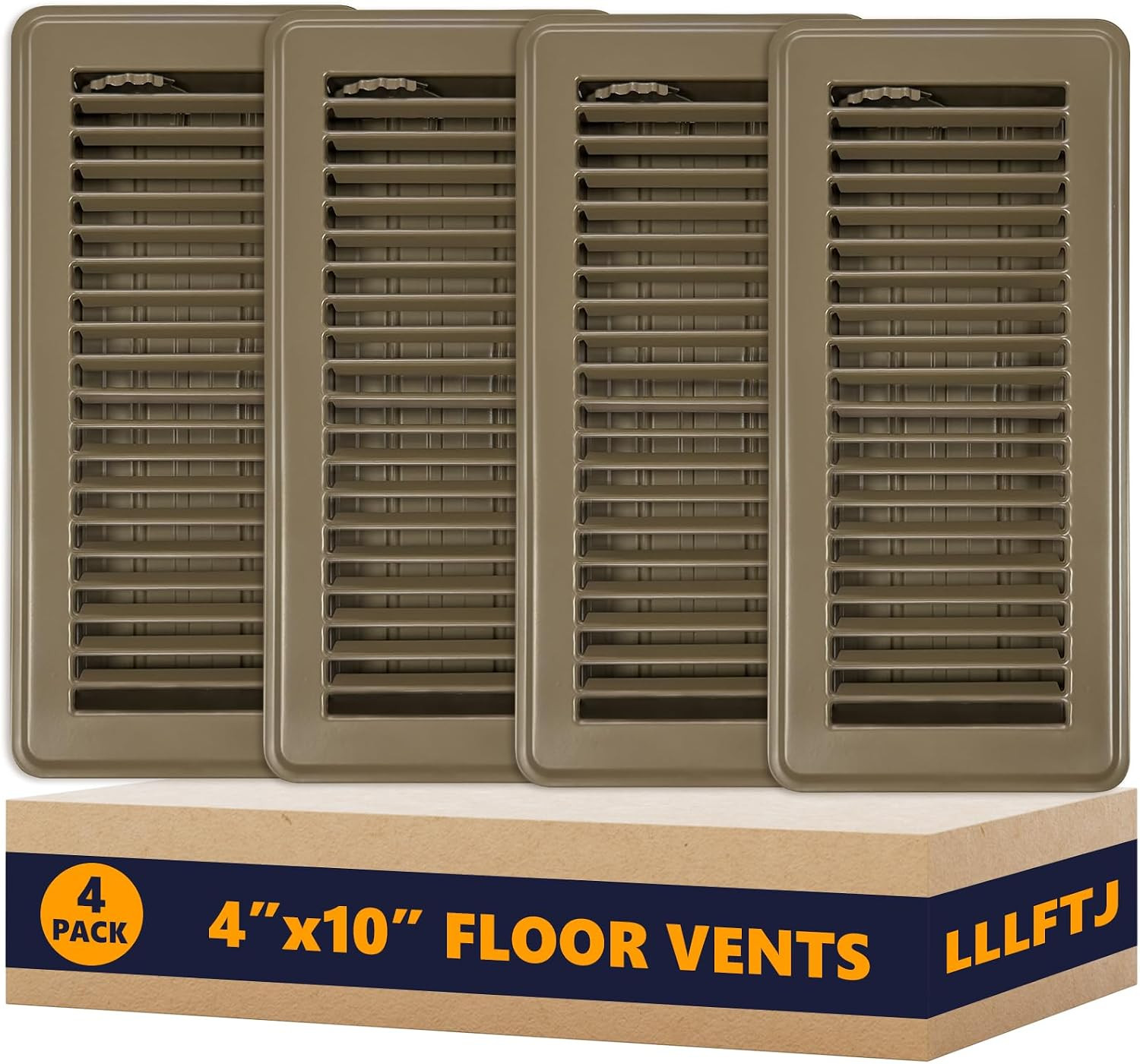 4 Pack Floor Vent Covers, Floor Register 4" X 10", Adjustable Decorative Vent Co