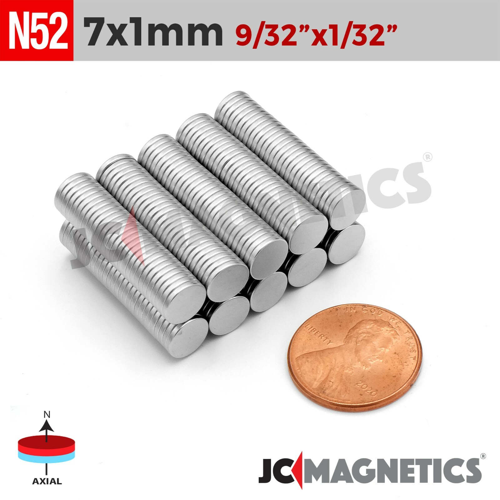 7mm x 1mm 9/32"x1/32 N52 Super Strong Disc Rare Earth Neodymium Magnets 7x1mm