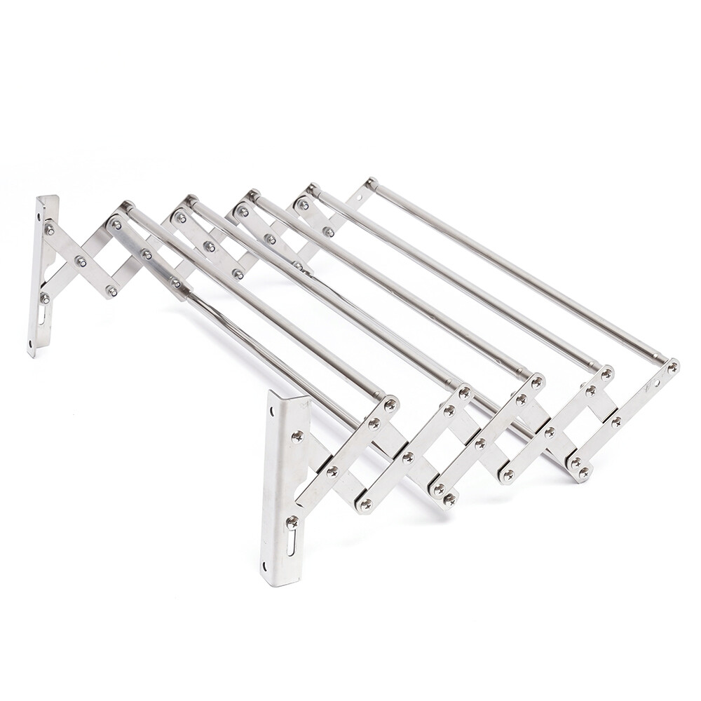 Hanger Shelf Wall-Mounted Expandable Folding Clothes Drying Towel Rack Laundry
