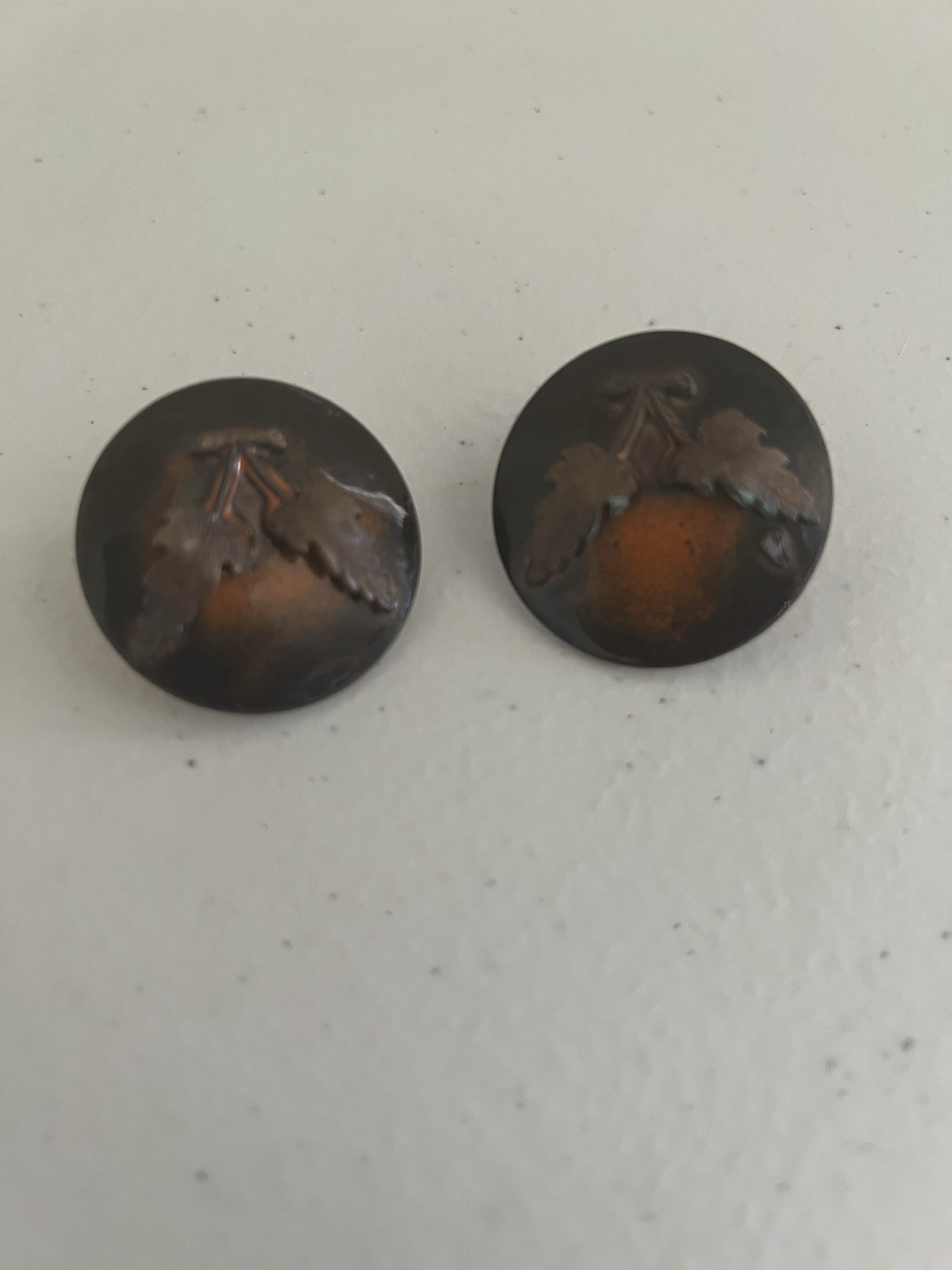 Vintage Copper Flower Screw On Earrings