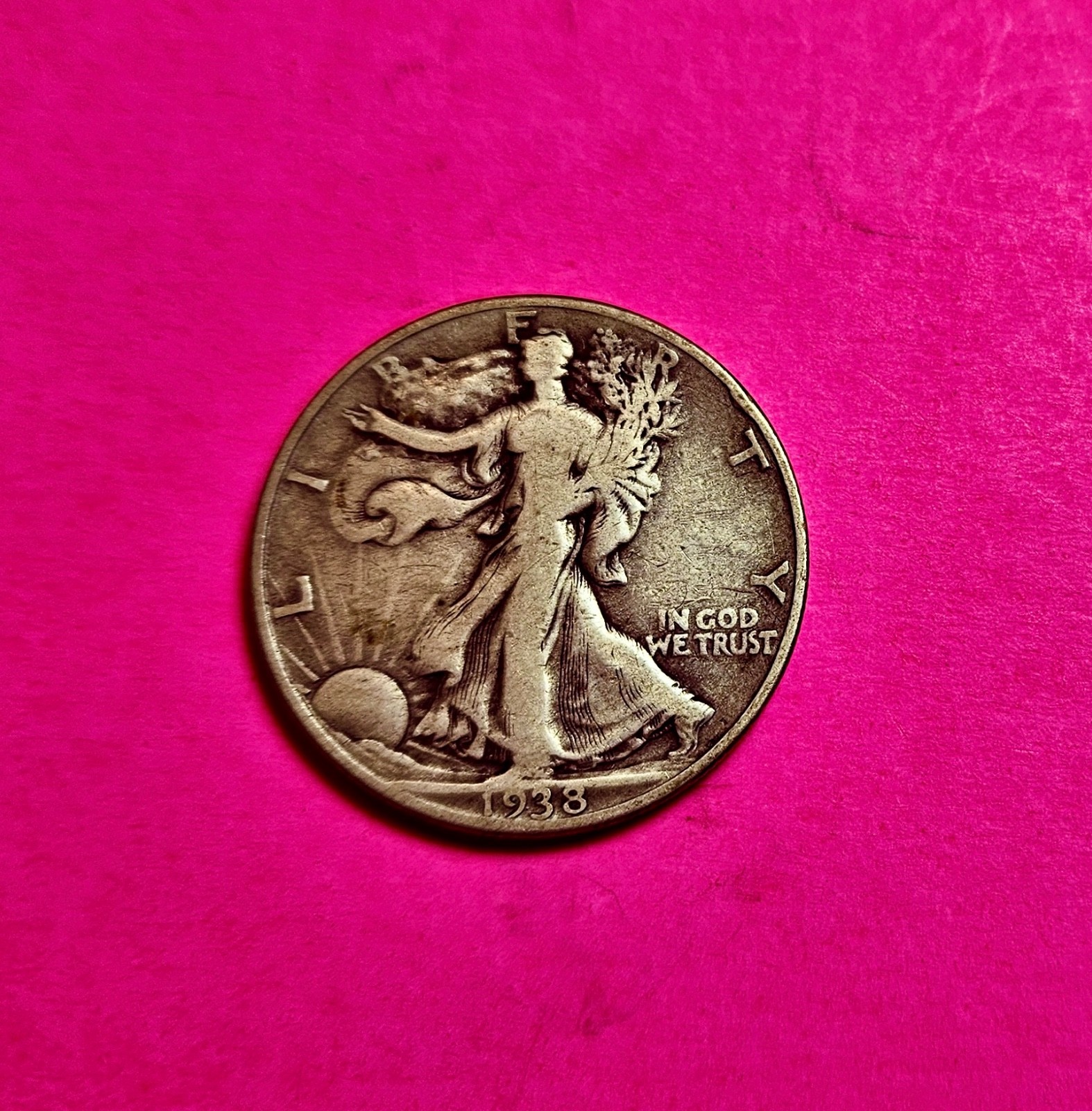 1938 D Walking Liberty Half Dollar Looks Very Good 90% Silver