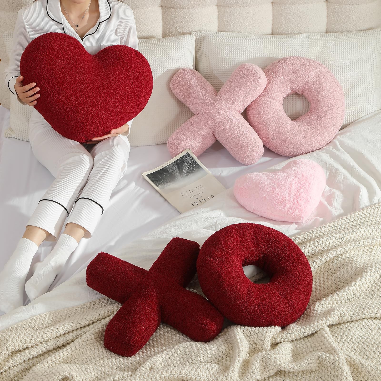 XO Pillows, Love XO Shaped Pillow, Red Throw Pillows, Love Pillow Gifts, Ultr...