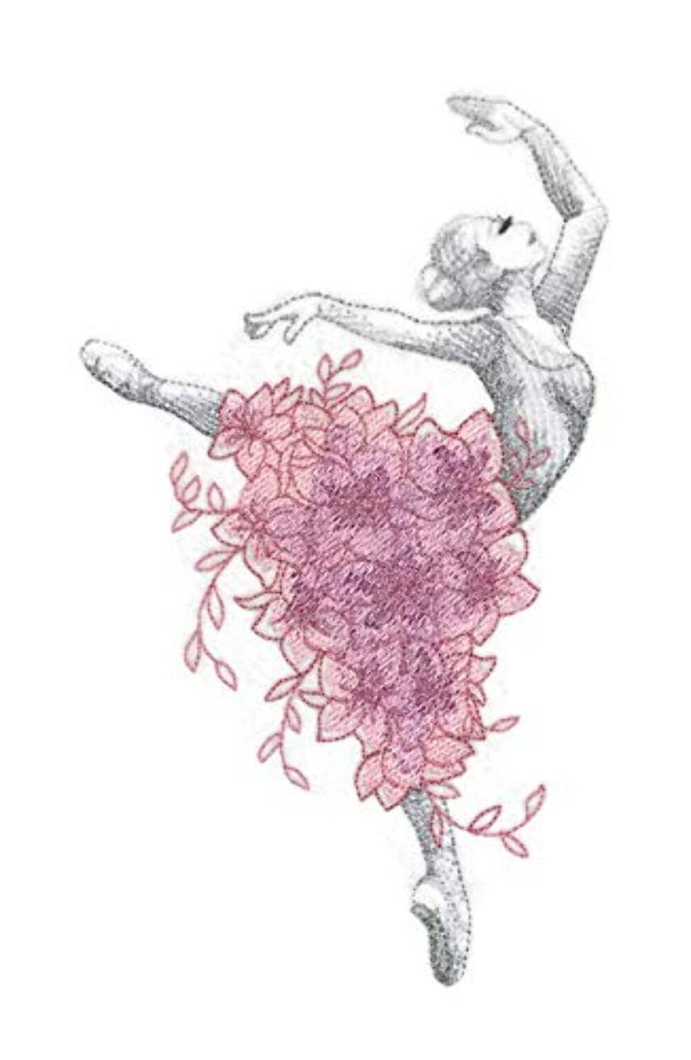 Let's Dance Custom and Unique [ Ballerina Dancer with Flowers] Embroidered Iron