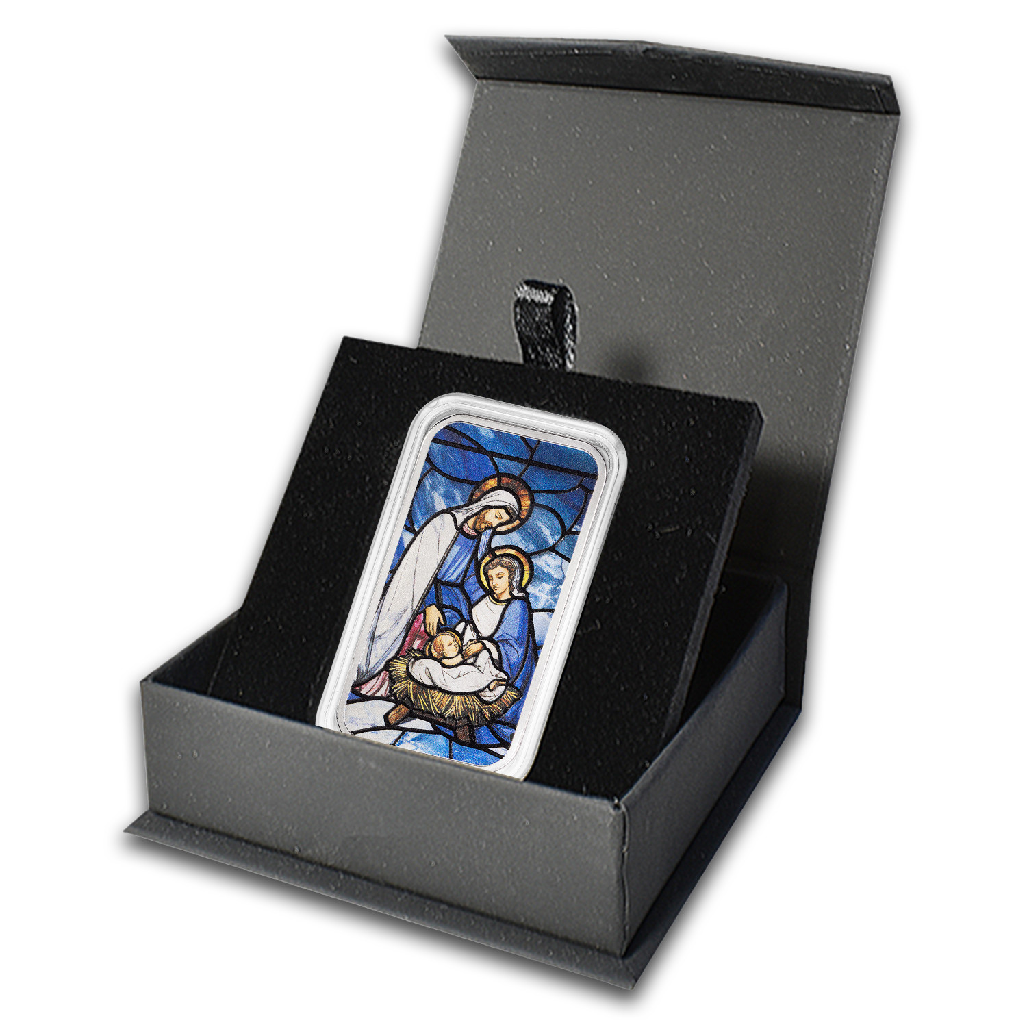 🌟 2025 PAMP Holiday Nativity Scene 1oz Colorized Stained-Glass Silver Bar OGP🌟