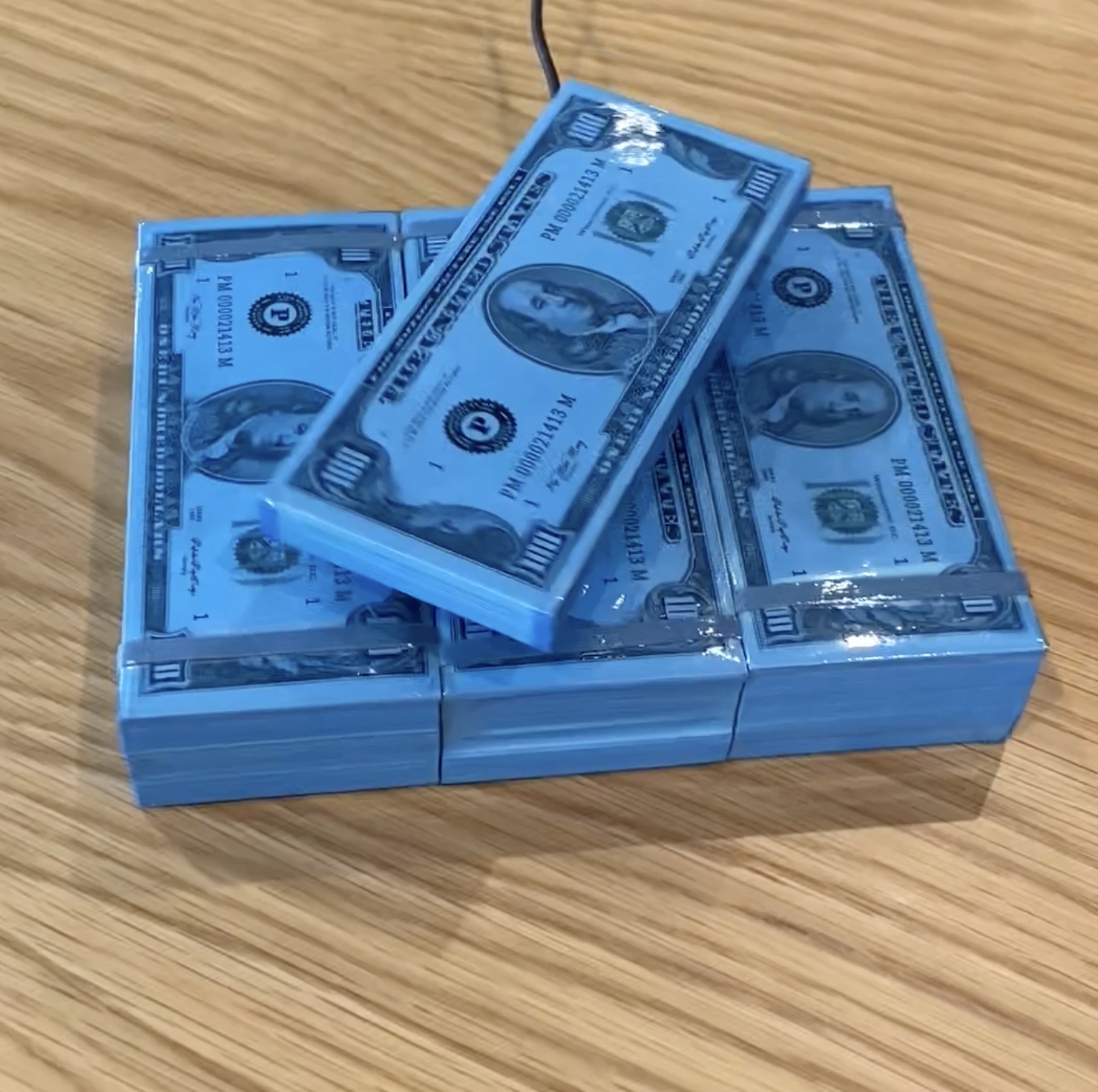 Levitating Money Table Top Decor Magic Stack in Sky Blue