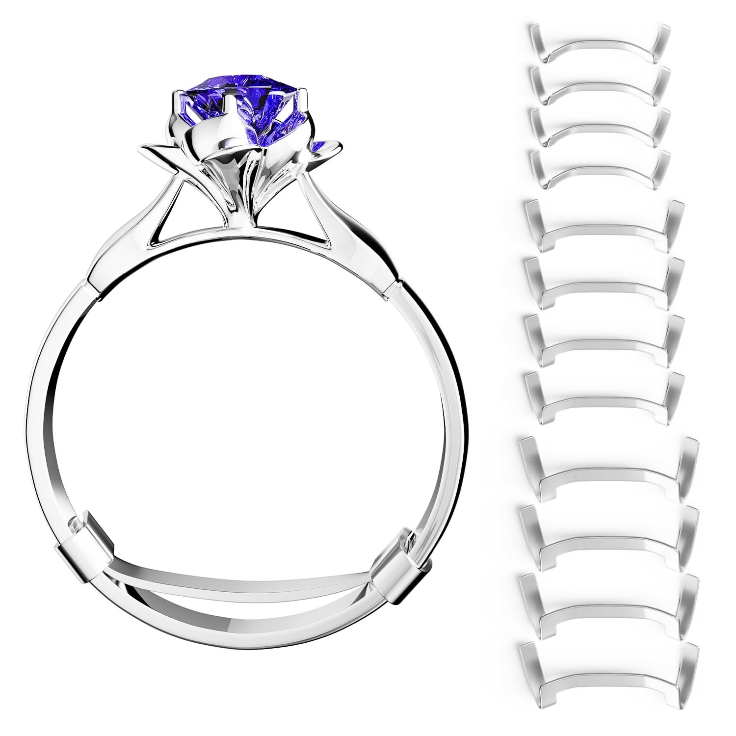 ELETIUO Filled Metal Ring Guard Set for Small, Medium, Large, 12pcs Silver