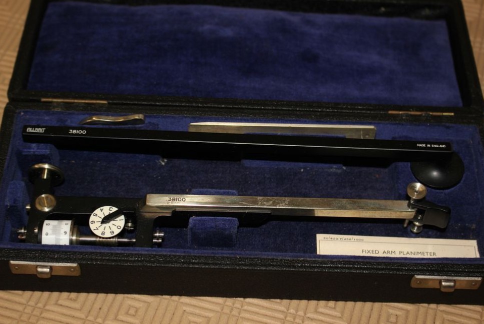 Vintage Allbrit Fixed Arm Planimeter No. 38100, Cased, Complete w/Calib Card 😊