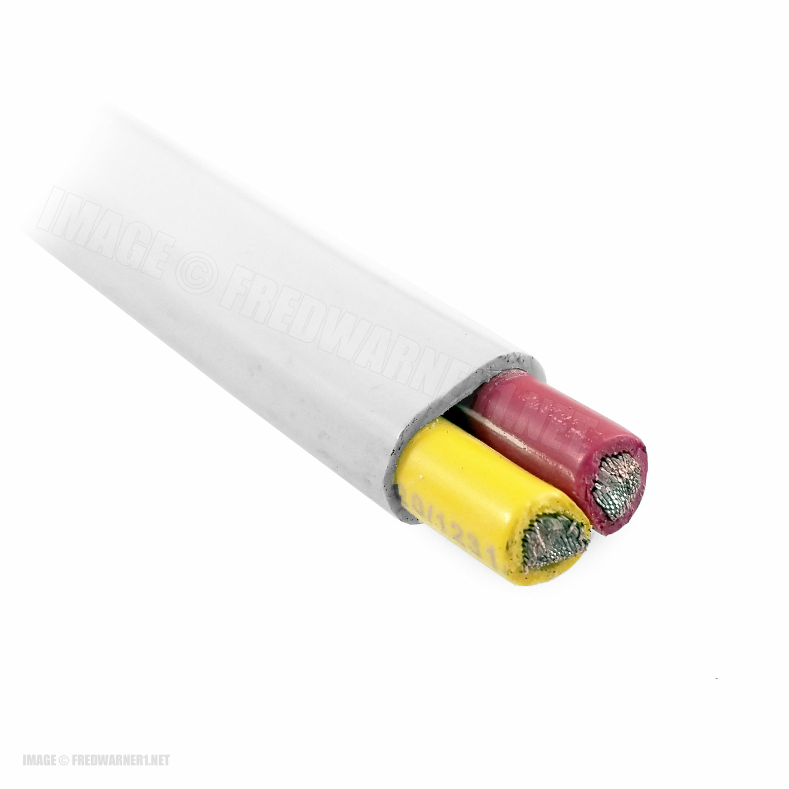 20ft Flat Boat Cable 12/2 AWG Red/Yellow 2-Wire White Jacket Marine Copper PVC