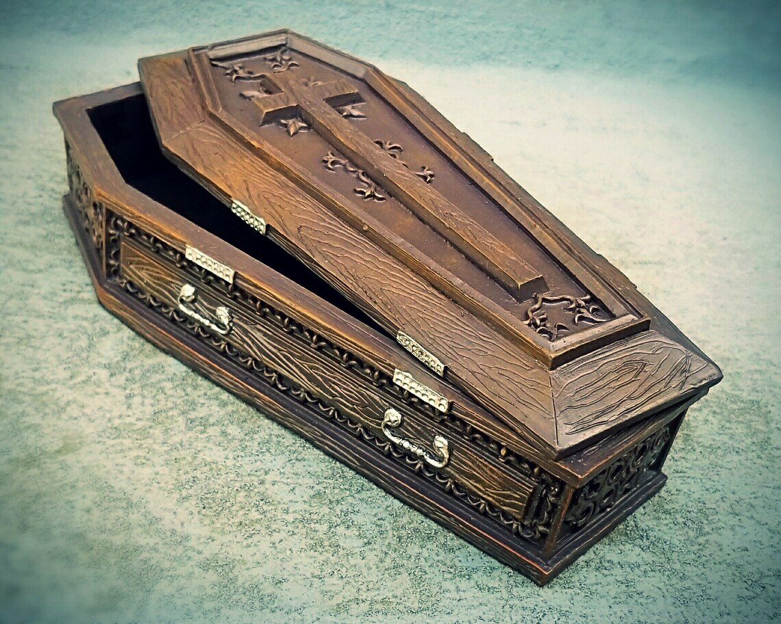 Bat Coffin Jewelry Box, Casket Trinket Box, Gothic Decor, Oddities, Bats