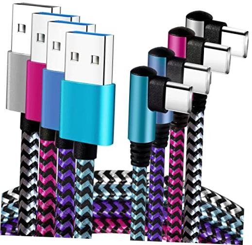 USB C Angle Cord: [90 Degree/6ft/4Pack] Nylon USB C Cable Compatible 6 feet