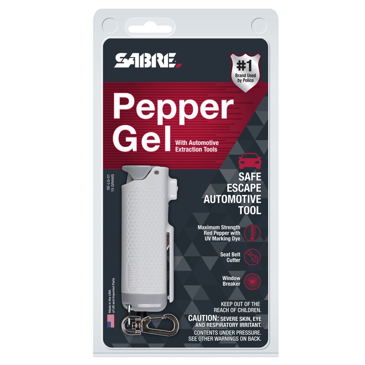 Sabre Safe Escape 3-In-1 Automotive Tool, Pepper Gel #1 Used by Police 25 Bursts