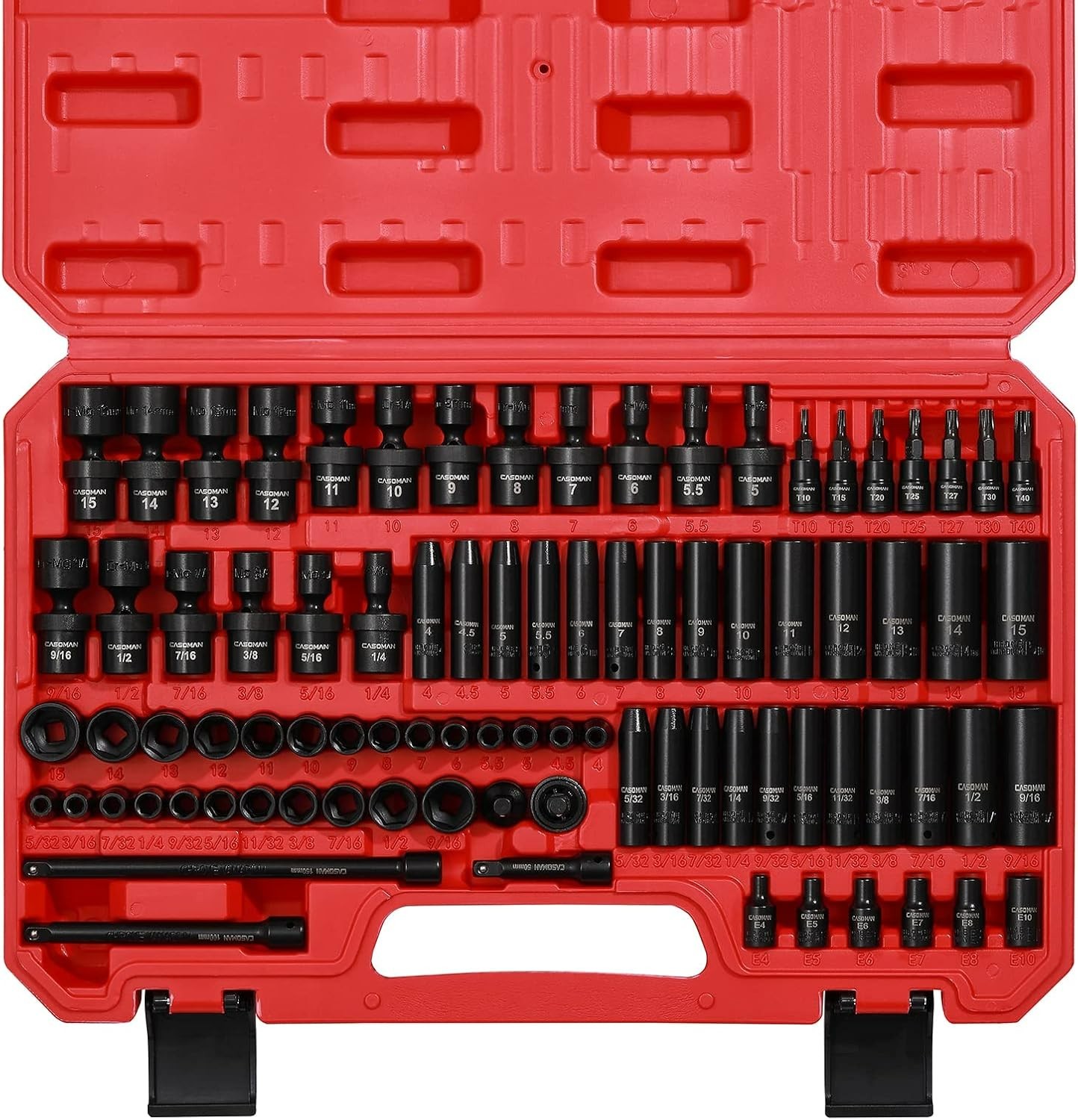 1/4 Inch Drive Master Impact Socket Set with Adapters, U-Joint, Extensions &...