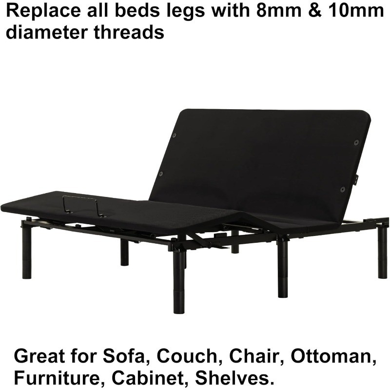 12 Inch Bed Legs Replacement for Adjustable Bed Frame Base, Felt Bottom Protect