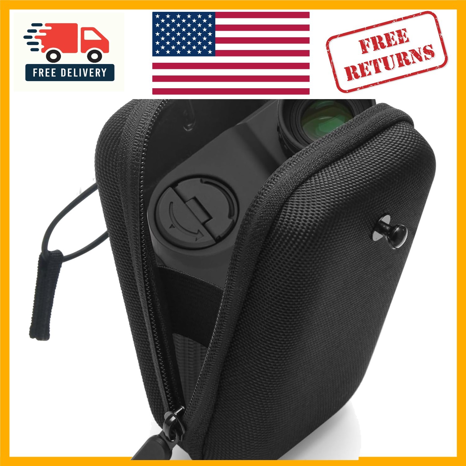 Elegant Hard Shell Golf Rangefinder Case - Waterproof & Shockproof in Black