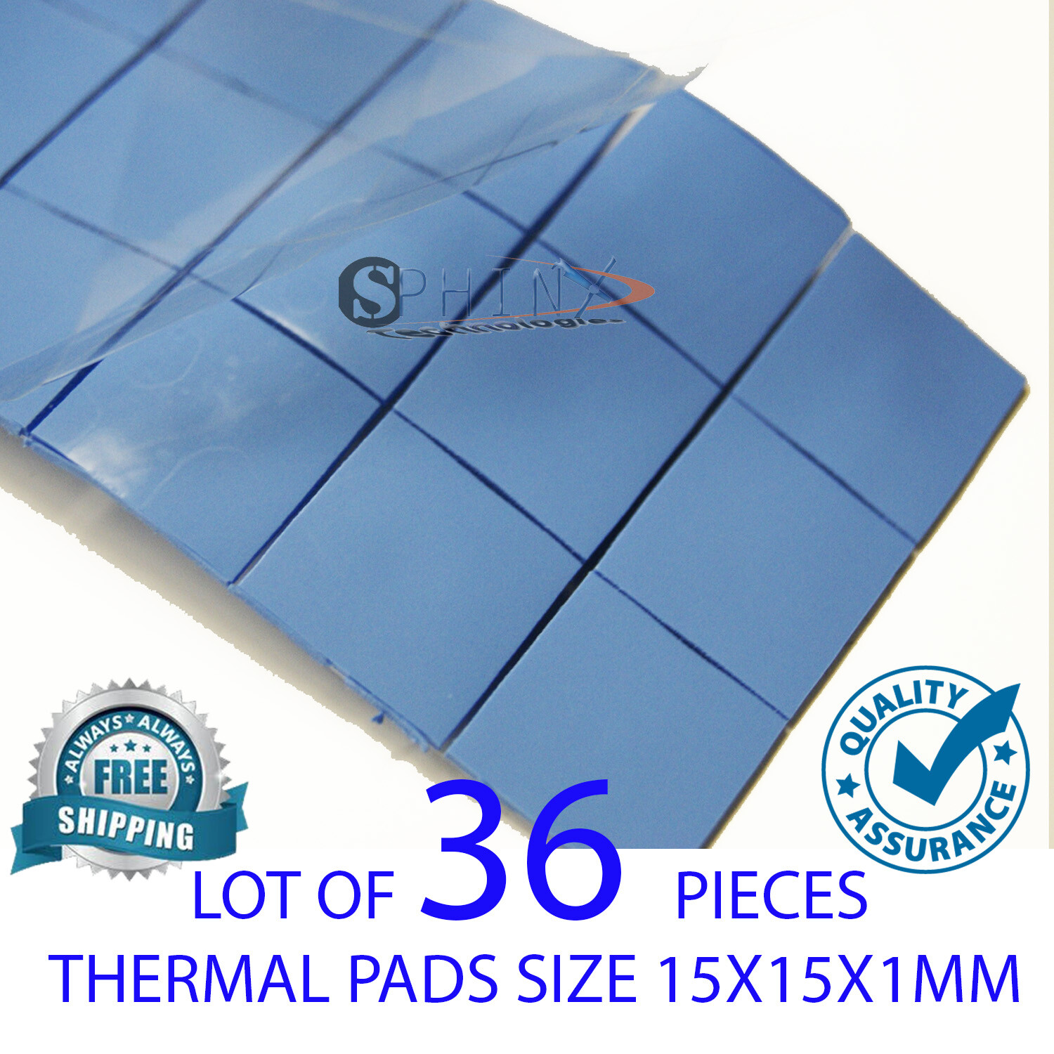 36x Thermal Silicone Conductive Pad 15x15x1mm For Heatsink Chip PS 2 3 4 GPU CPU