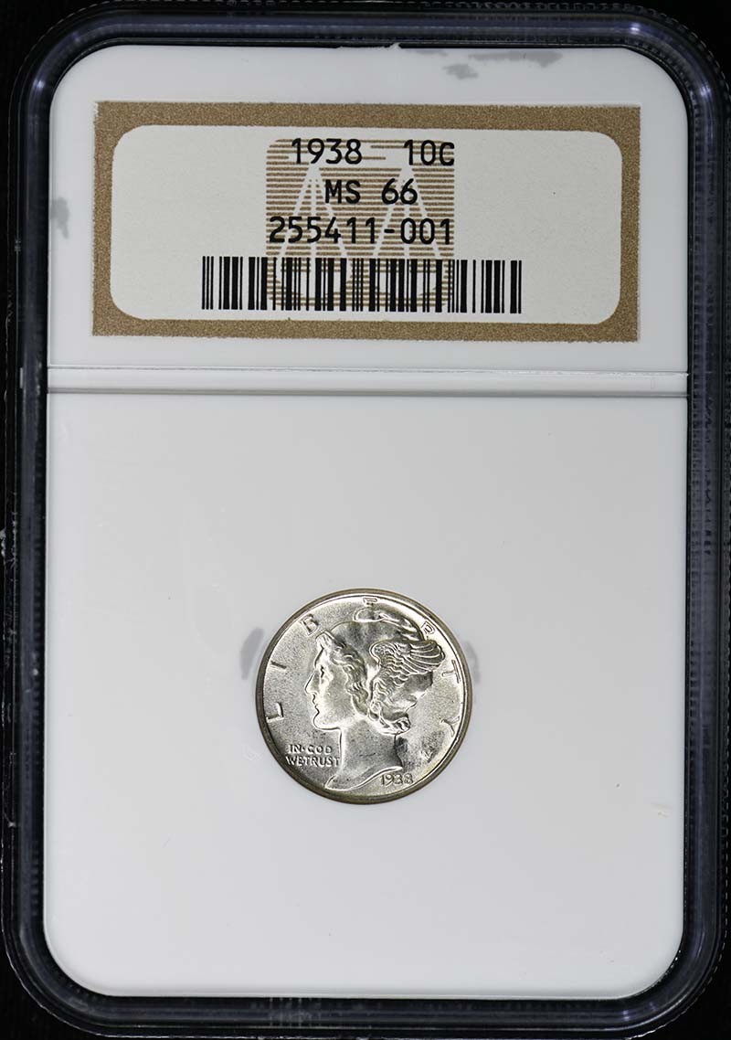 1938 Mercury Dime 10C NGC MS66