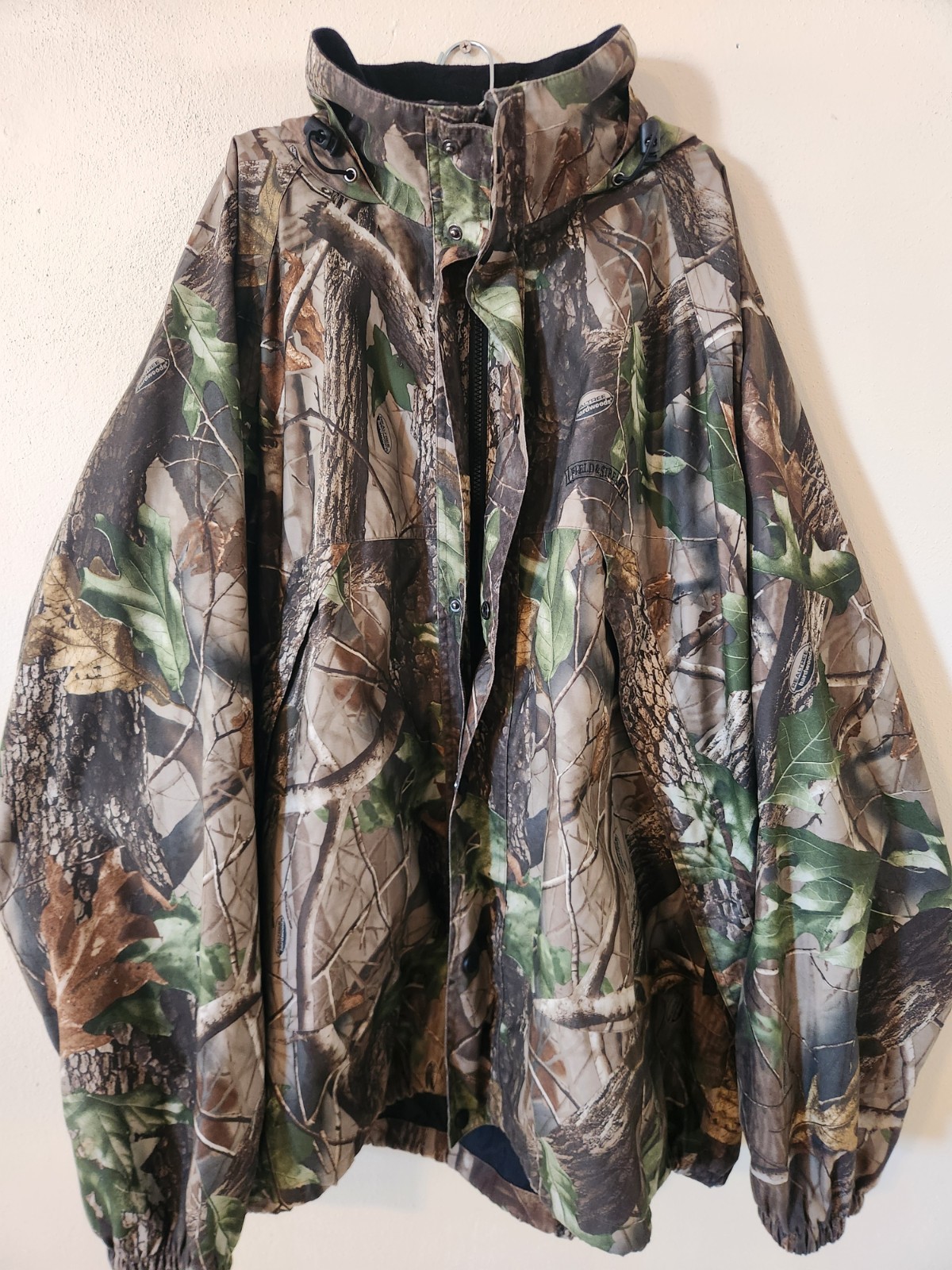 Field & Stream Camo Mens XXL Hooded Coat Water Res Realtree Hardwoods EUC Jacket