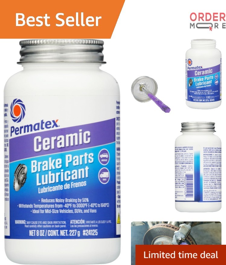 Ceramic Brake Parts Lubricant 8 oz Synthetic Heat Resistant Silences Noise
