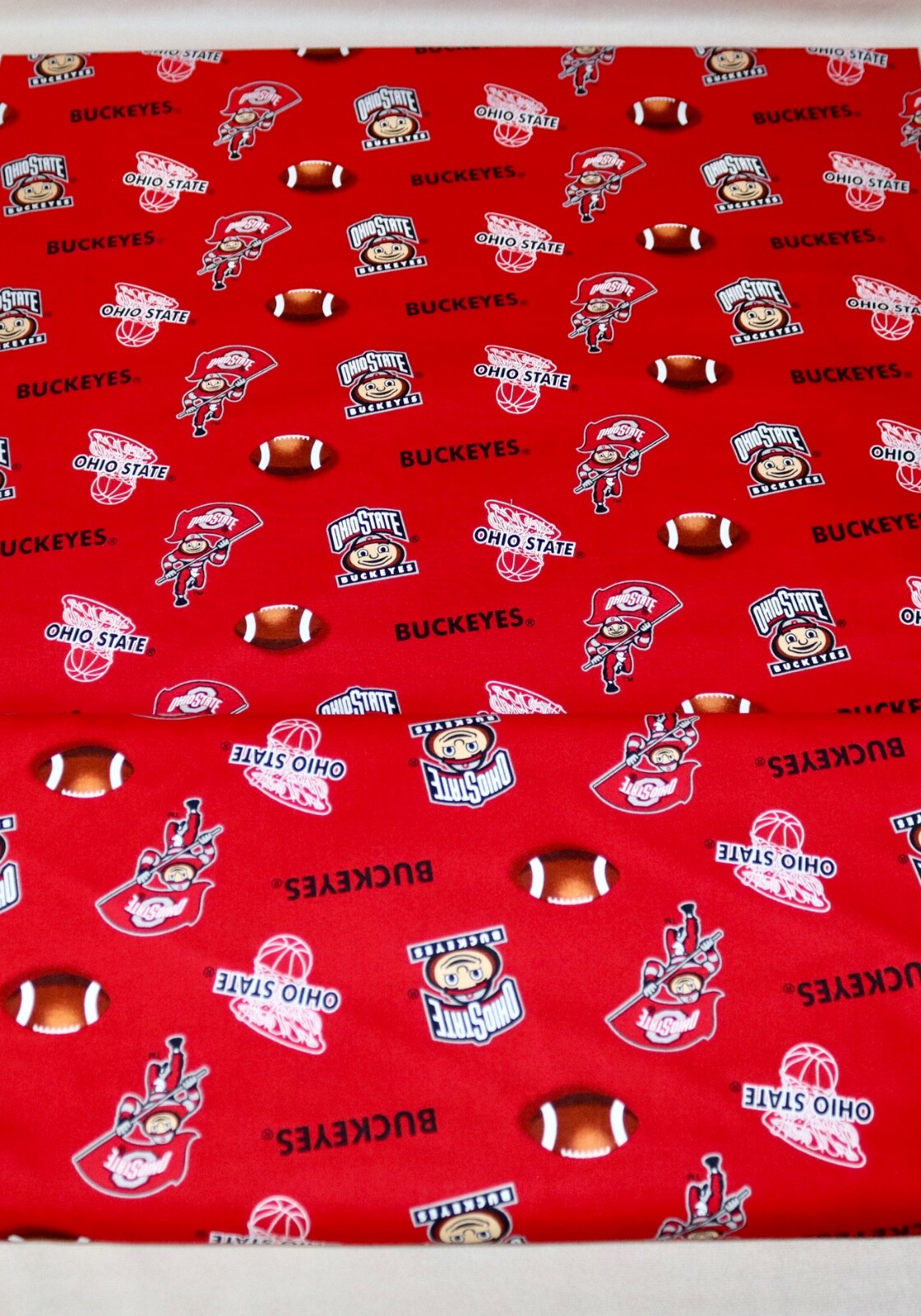 Ohio State Buckeyes ~ Logo Pattern College Cotton Fabric 1/4 Yard 9” X 44”