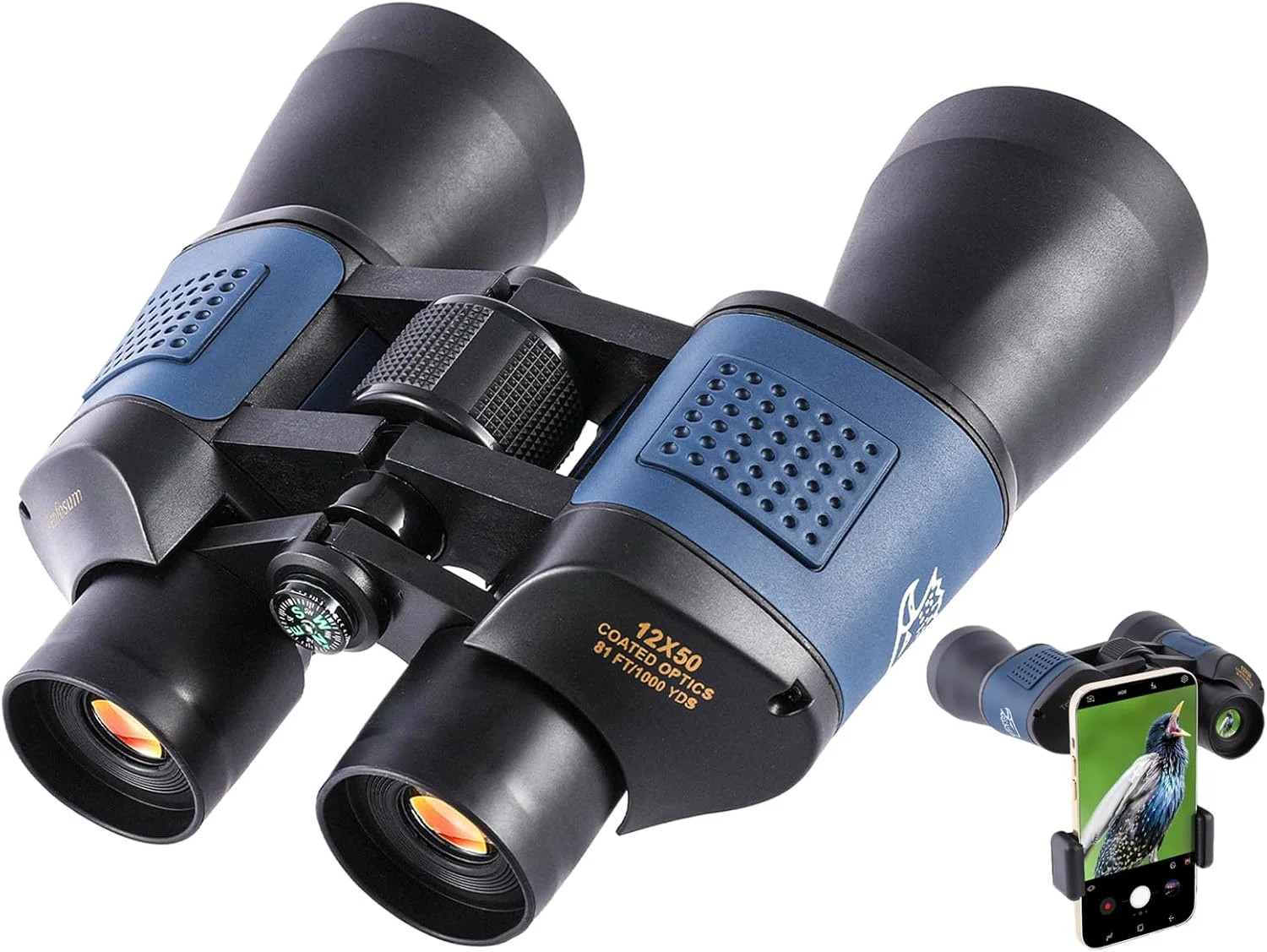 12x50 High Powered Binoculars - HD Low Light Vision for Bird Watching/Hunting/Cr