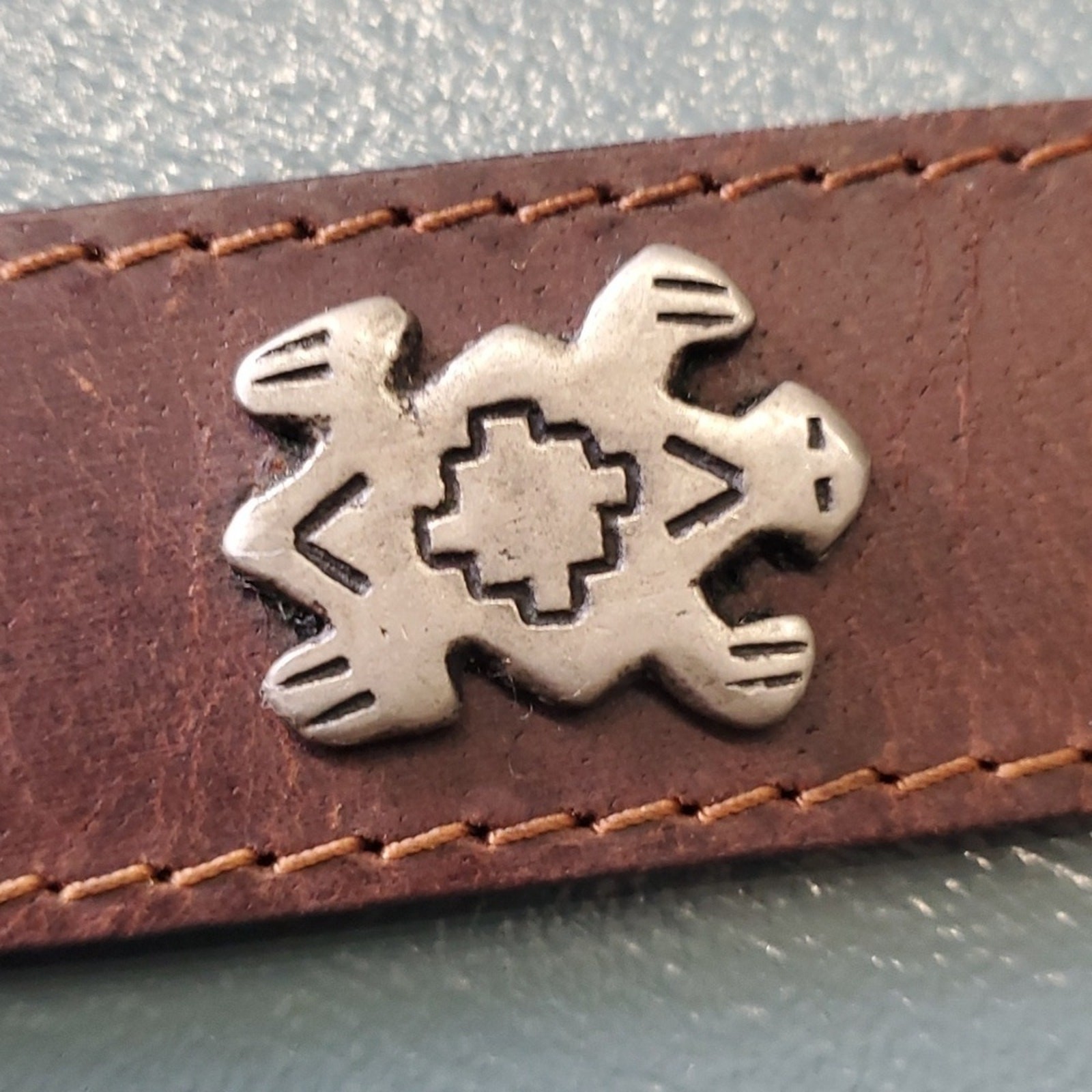 Sunbelt, genuine leather. Medium belt. Southwestern Sty. Silver animals.