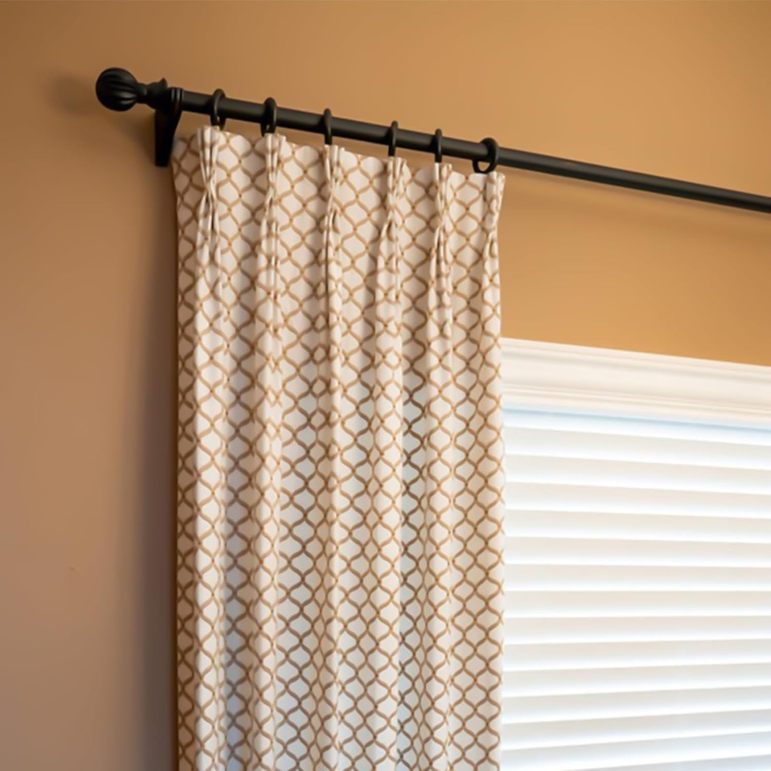 BOOMIBOO 36 Pack Curtain Rings with Clips, 1.26" I D 36 Pack, Black