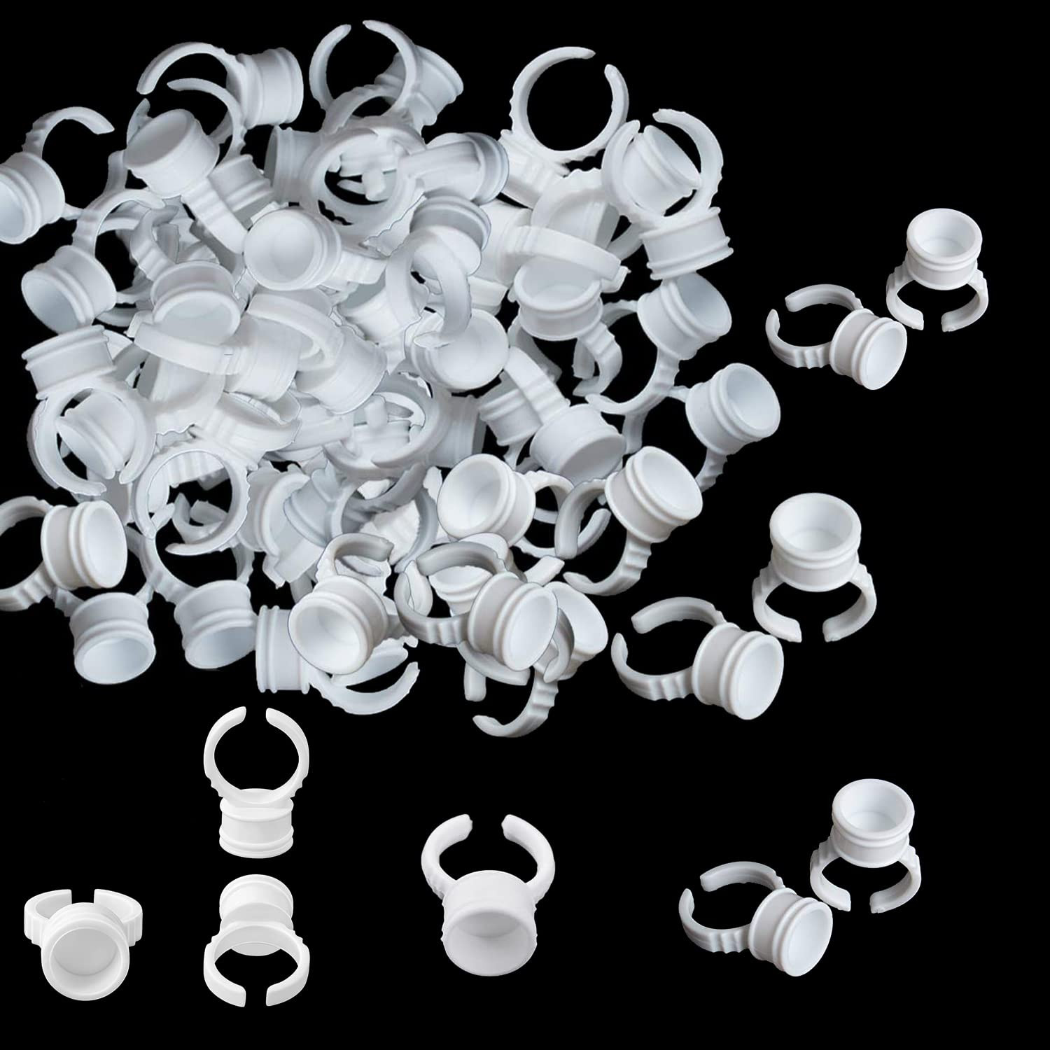 400PCS Glue Rings for Eyelash Extensions Disposable White Tattoo Ink Rings Lash