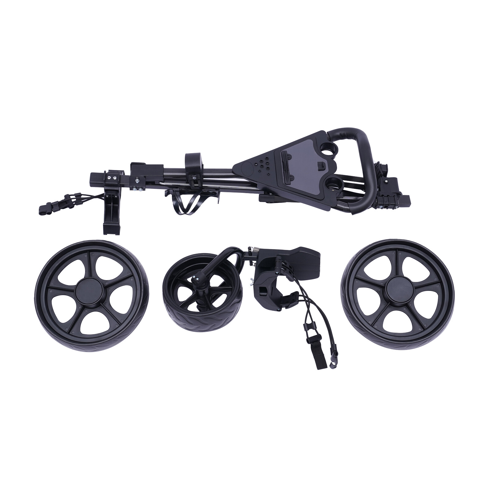 3 Wheel Golf Push Cart Folding Golf Walking Push Cart Roller Golf Bag Holder