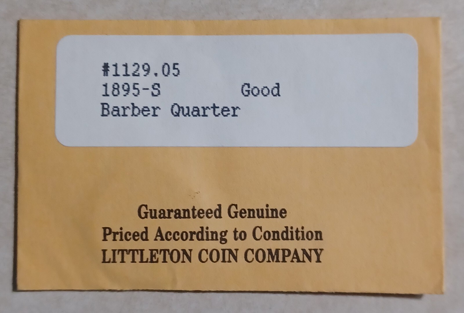 *1895-S* Barber Quarter, Collectable Coin #003