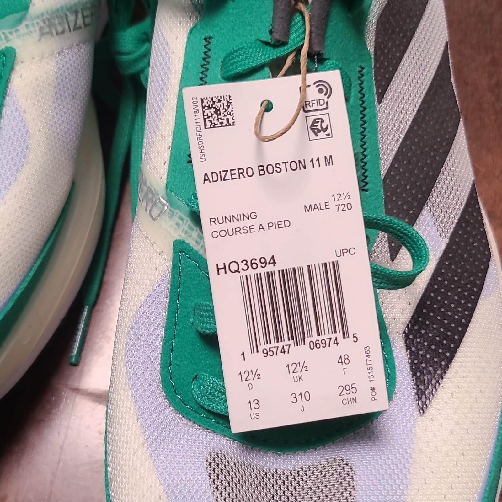 adidas Adizero Boston 11 Men's Running Shoes Green White HQ3694 US 13