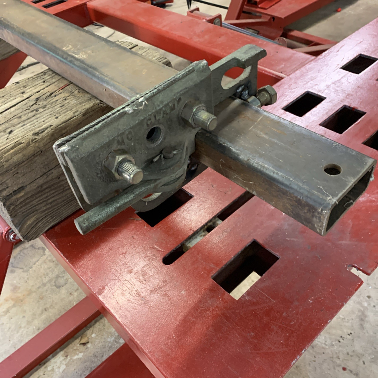 Mo-Clamp 2500 Frame Rack Unibody Clamps, modified for 2x4 cross beam