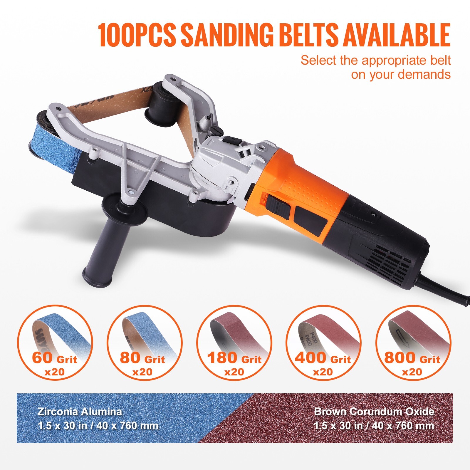 Pipe Tube Polisher Sander 1000W 6 Variable Speeds with 100PCS Sanding Belt