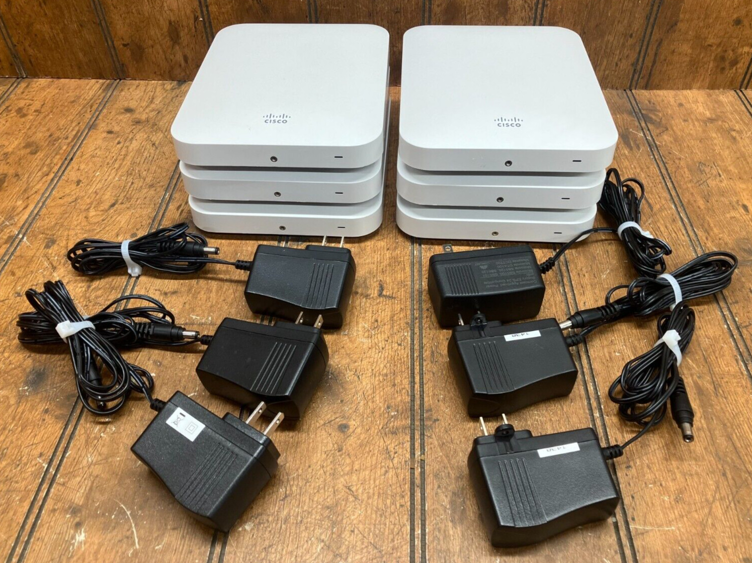 6 Cisco Meraki MR18 Wireless Access Points w/ Power Cords - NO Mount Plates