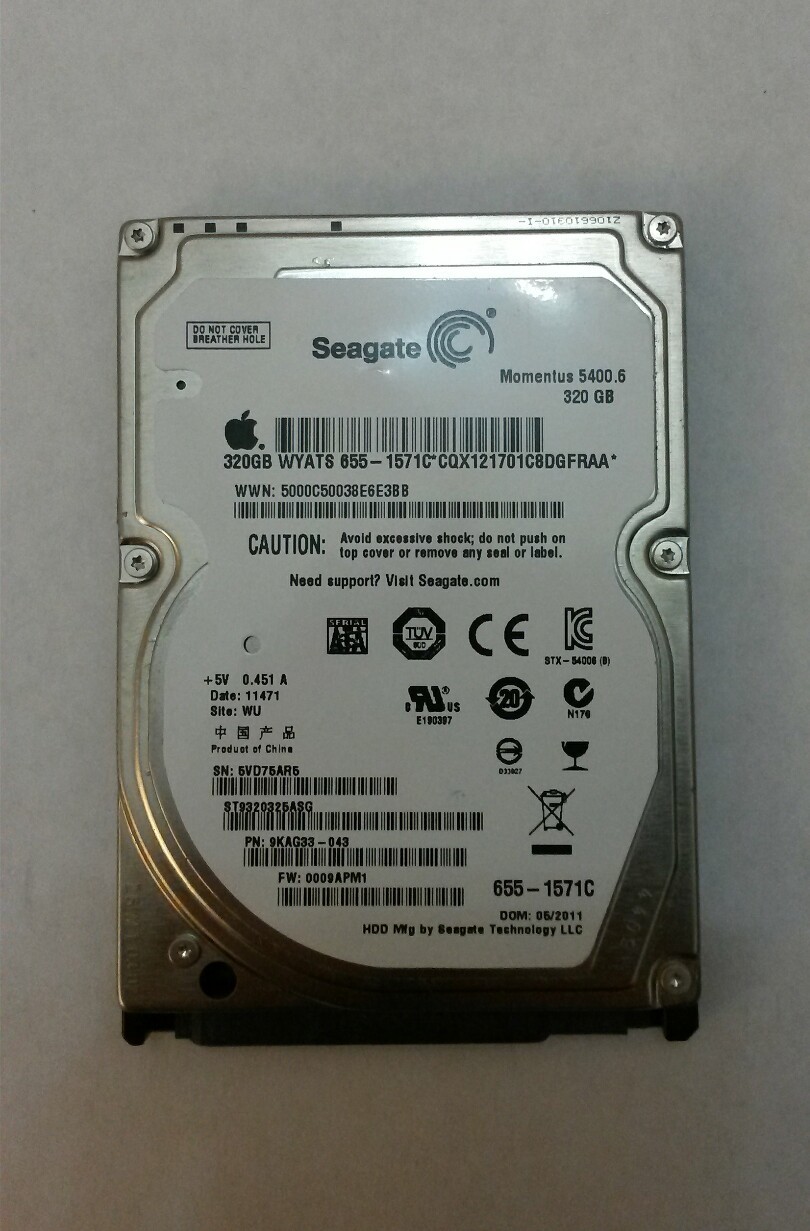 SEAGATE ST9320325ASG 320GB SATA Laptop Drive P/N:9KAG33-043 F/W:0009APM1 Site:WU