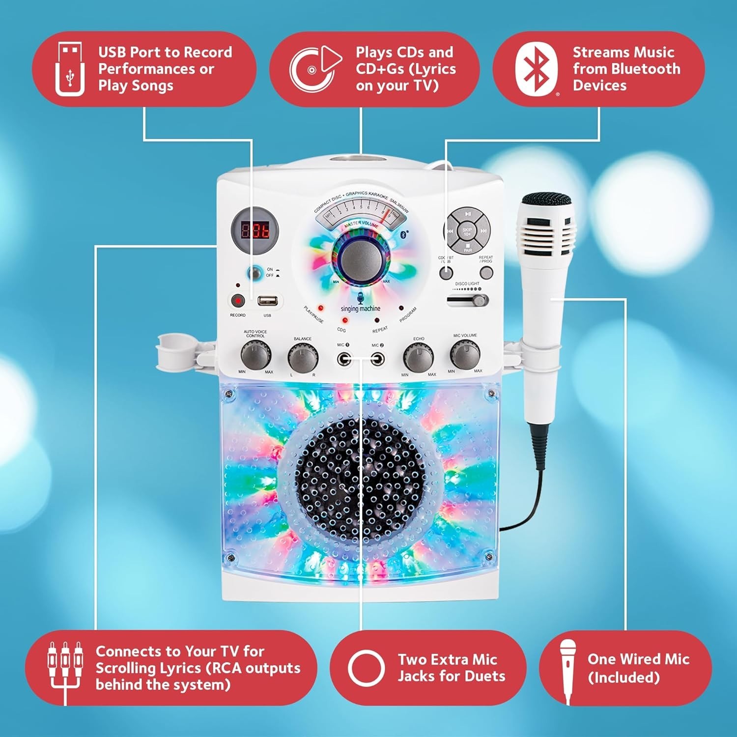 Home Karaoke System with Portable Design and Multiple Connectivity Options