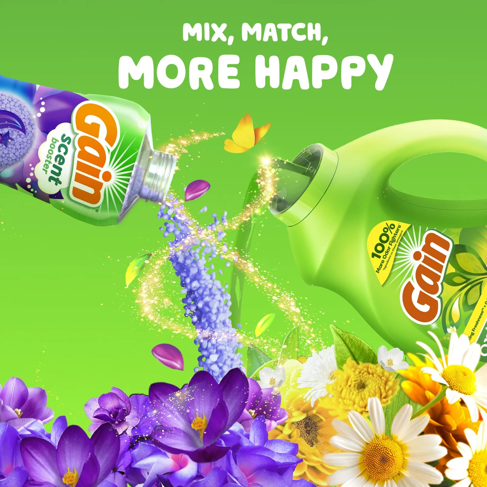 3 Pack Gain Laundry Detergent Liquid with Odor Fighters, Original Scent, 154oz