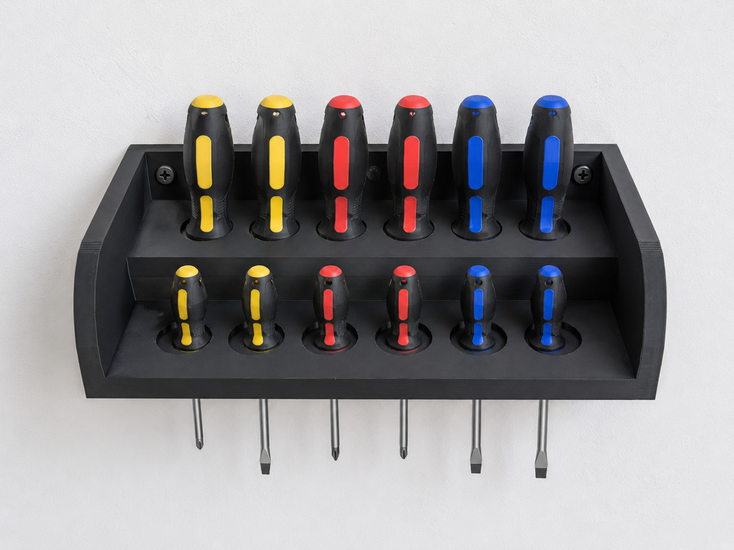 Wall Mount 12 Screwdriver Holder Organizer, 2 Tier – Tool Storage Rack
