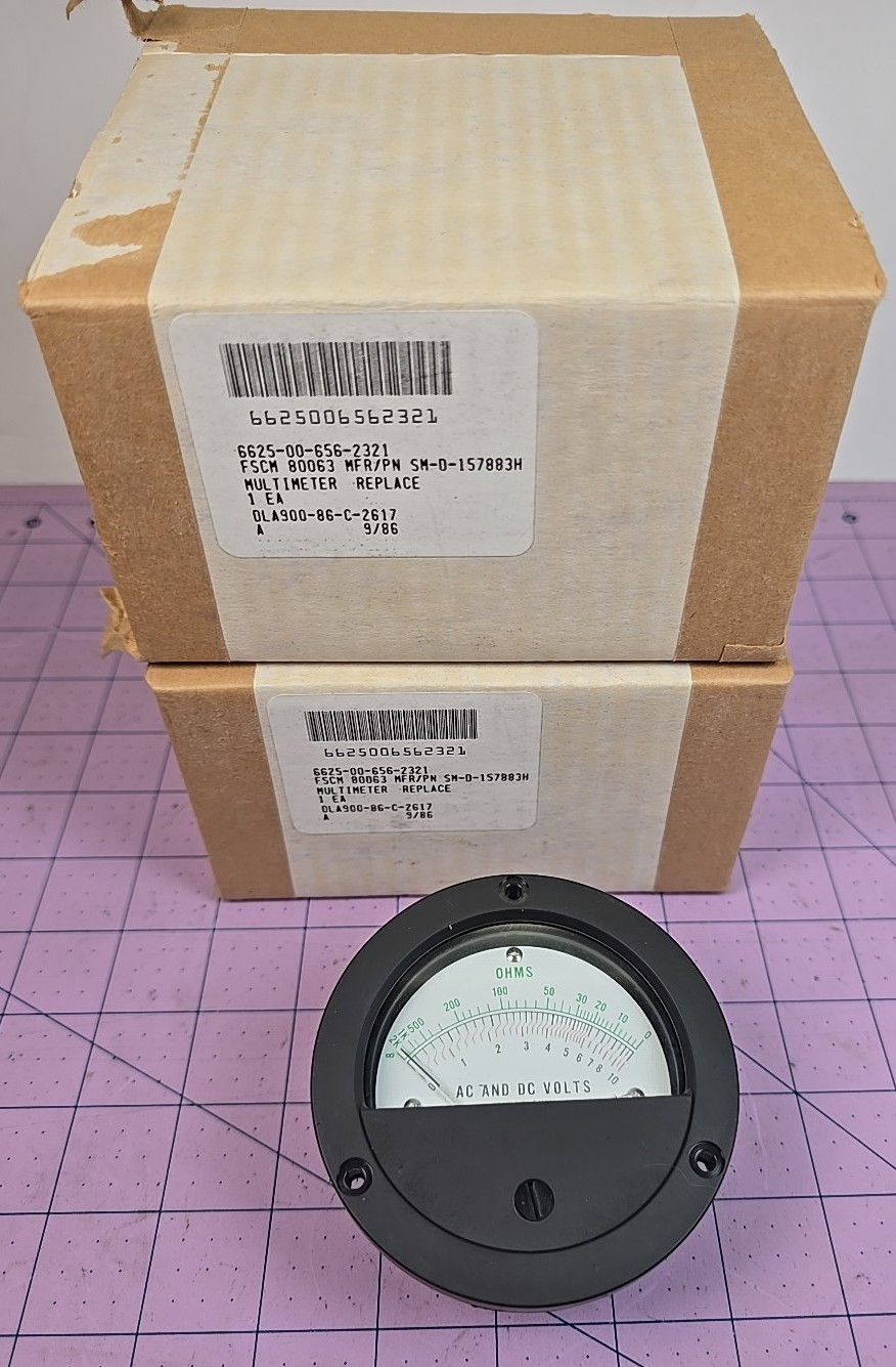 2 NEW Vintage Q.V.S. Inc 4.5" Dia. Analog AC and DC Volts Gauge M-350R0 TP-764