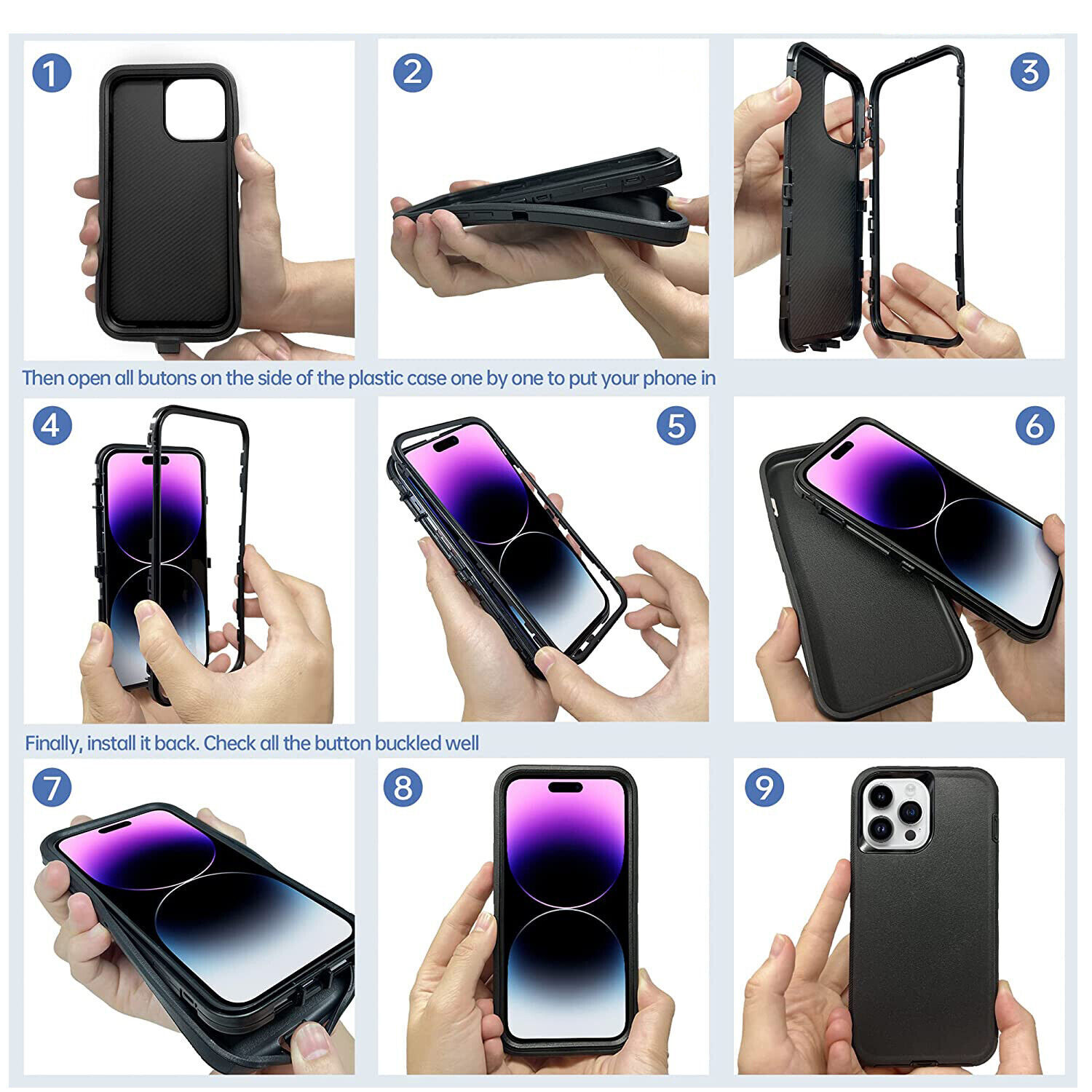 For iPhone 13 / 13 Pro / 13 Pro Max/ Defender Case With Belt Clip Black Tree