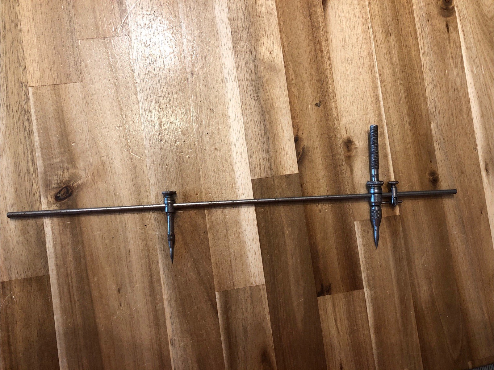 Vintage L. S. Starrett Steel Beam Trammel Points 13” Inch USA Machinist Layout