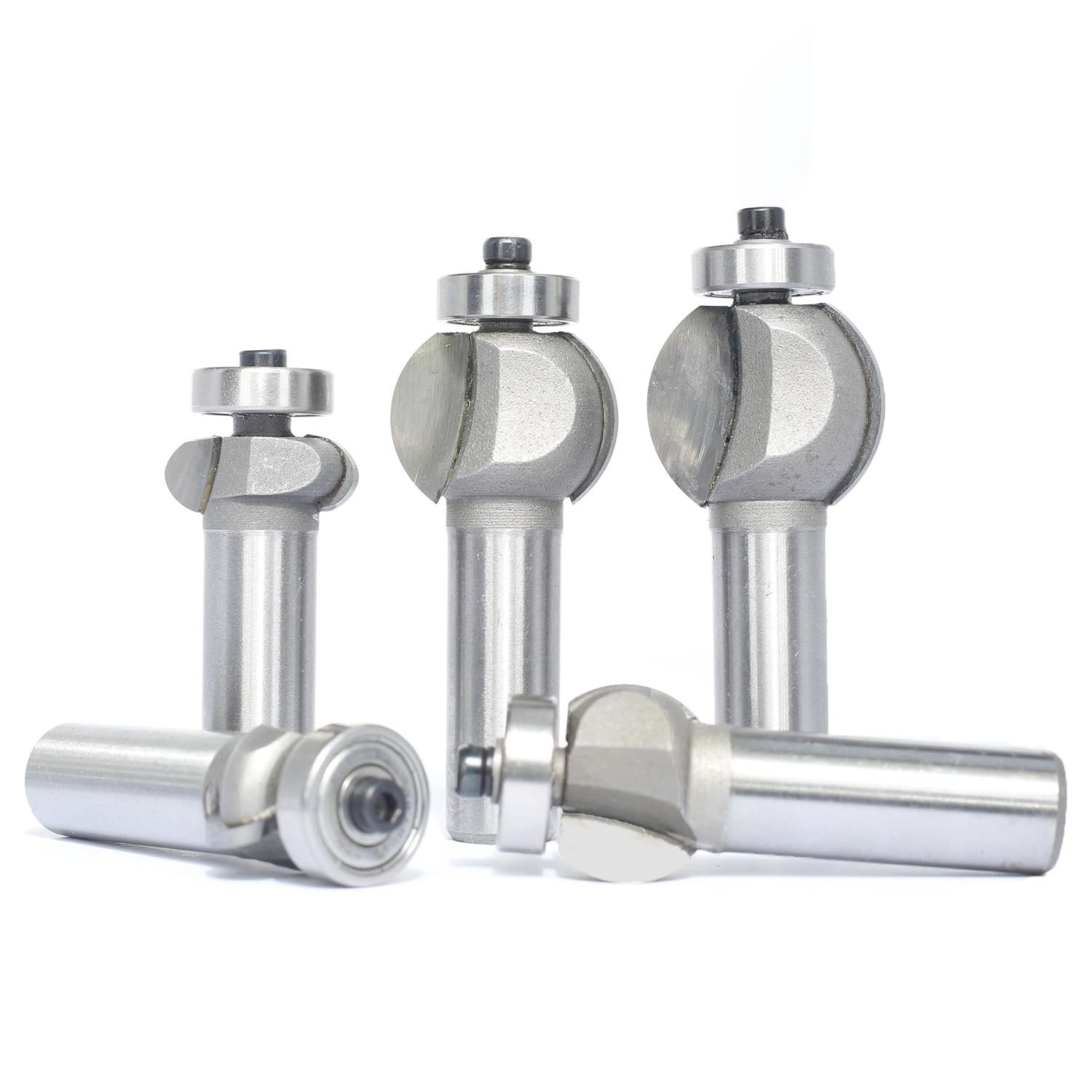 Akylin 5Pcs Edging Fluting Router Bits Set 1/2" Shank Concave Sunk Bead Rad