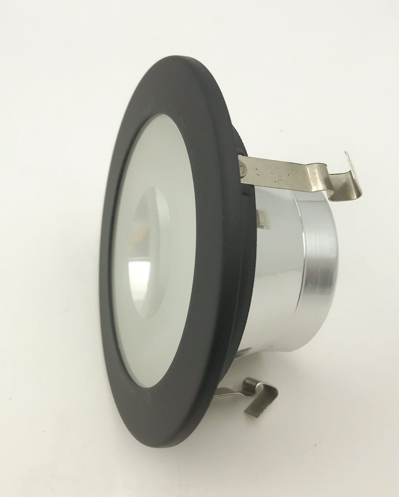 4" Recessed Can Light  Shower Trim, Frosted Clear Lens,Black Ring 44009BK
