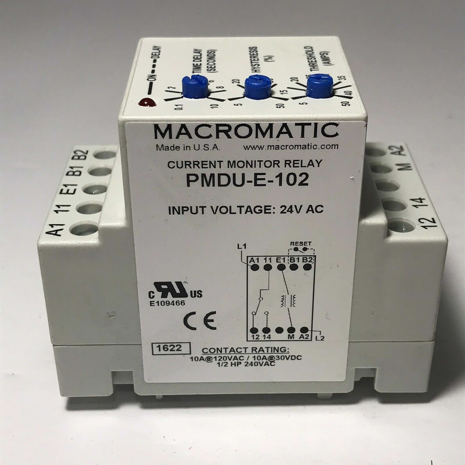 Macromatic PMDU-E-102 Current Monitor Relay Time delay 10 sec Timer unit 24vac