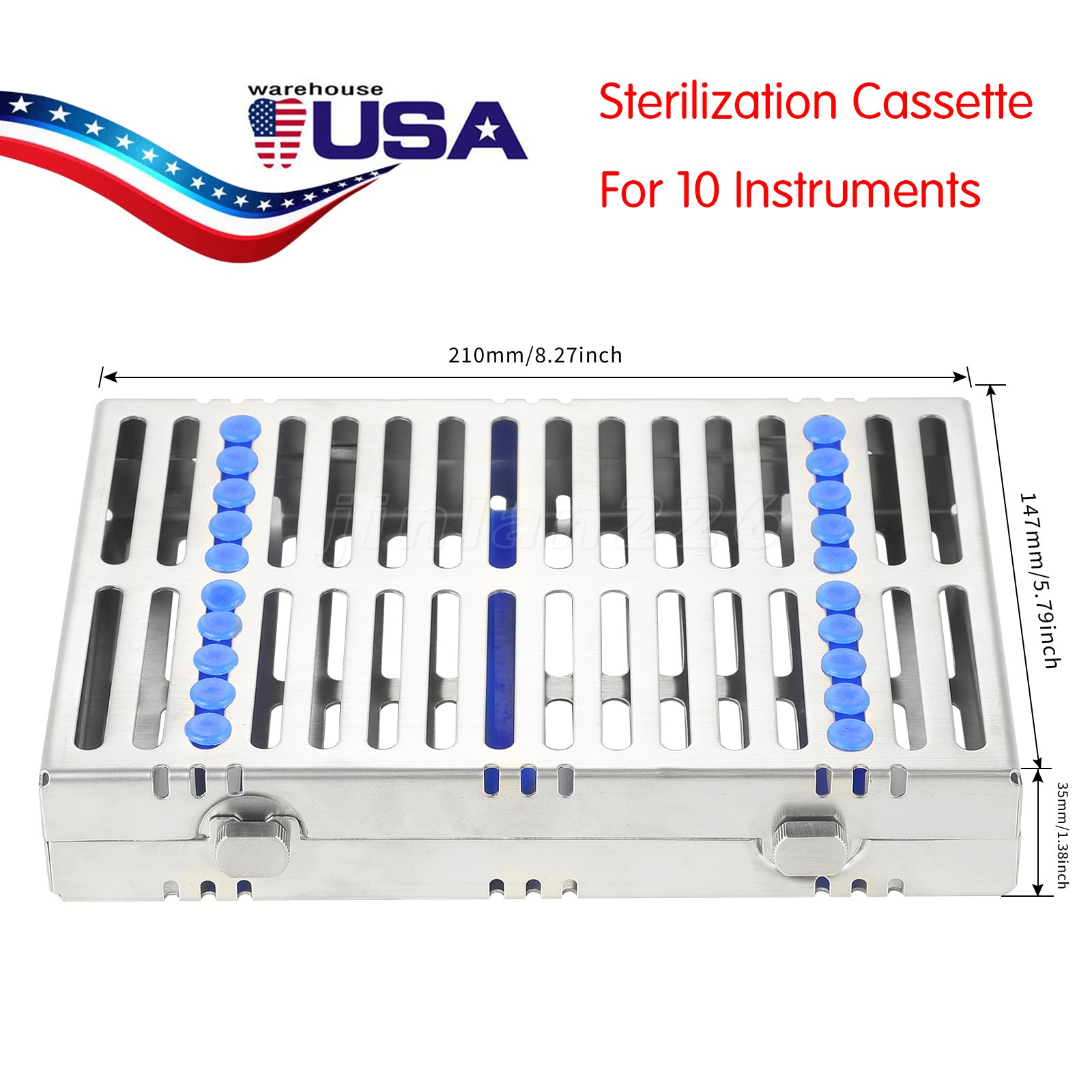 Dental 10 Instruments Sterilization Box Tool Holder Cage Cassette Rack Tray