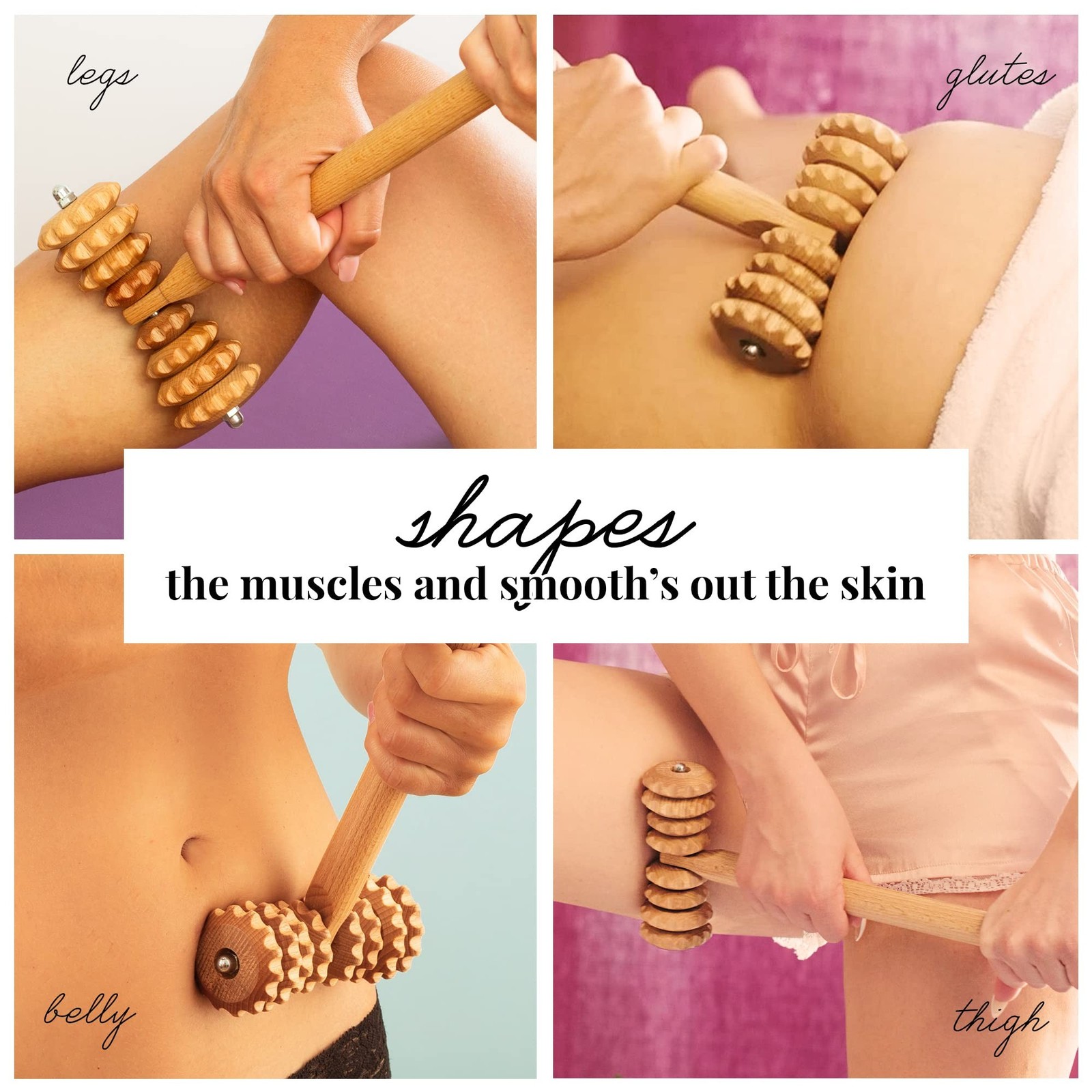 T-Shape Massager with Grooved Rollers, Multi-Functional Body Roller for Cellu...